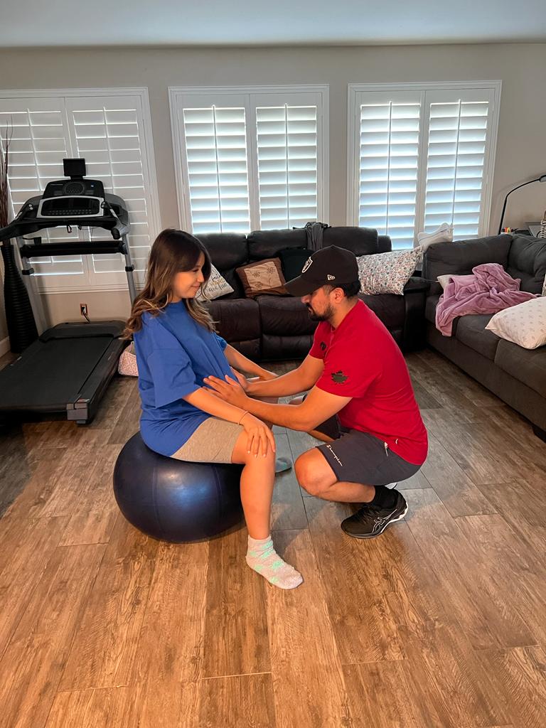 Preparing for natural birth on birth ball